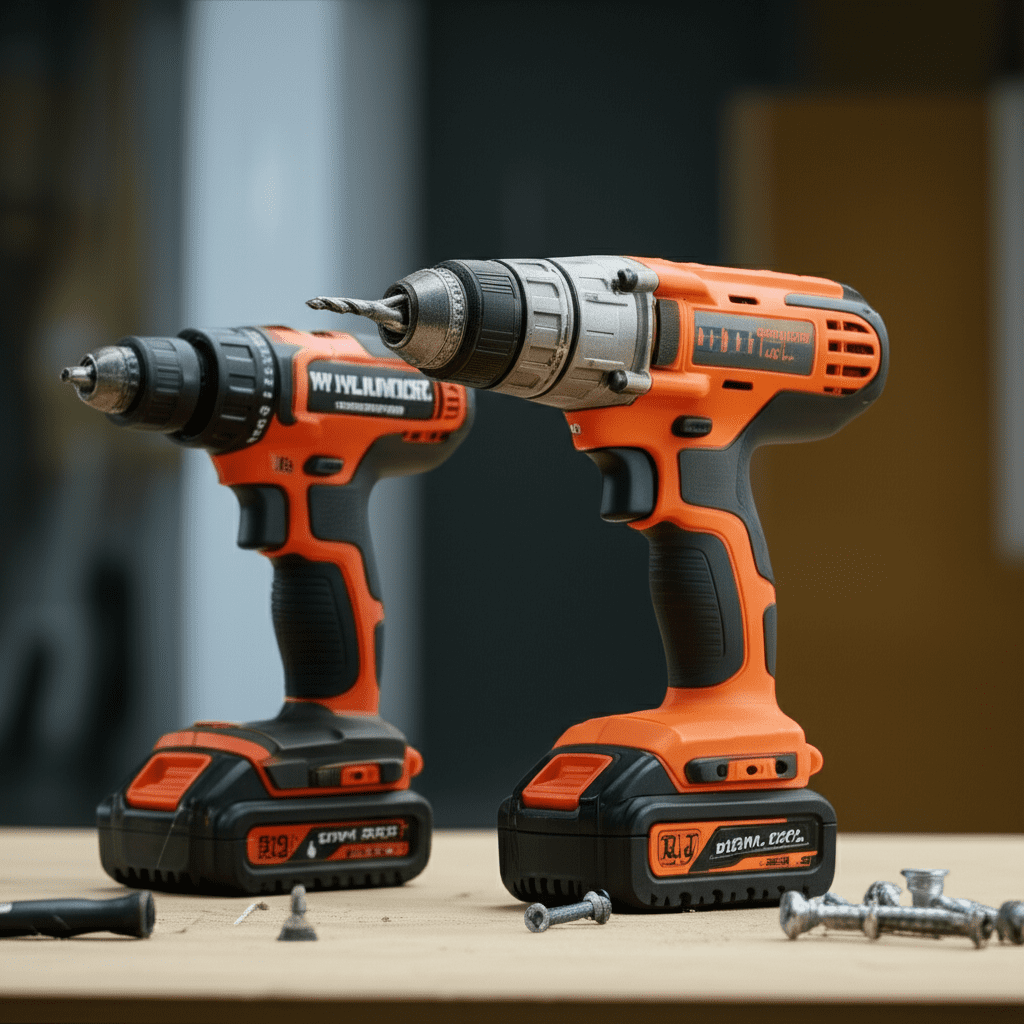 Generate a high-quality, relevant image prompt for an article about: Hammer Drill Vs. Impact Driver:
