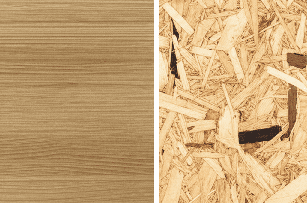 Generate a high-quality, relevant image prompt for an article about: Engineered Wood vs Particle Boa