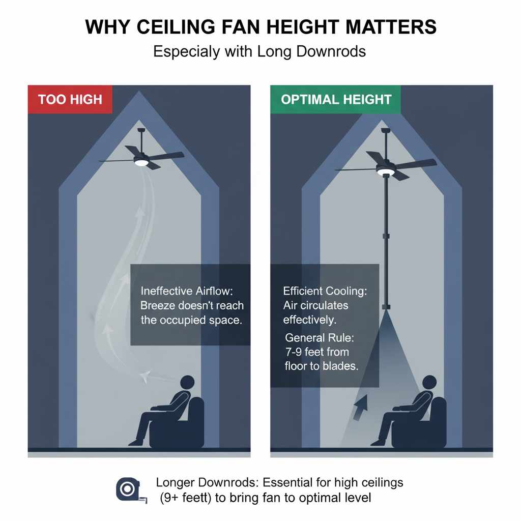 Why Ceiling Fan Height Matters (Especially with Long Downrods)