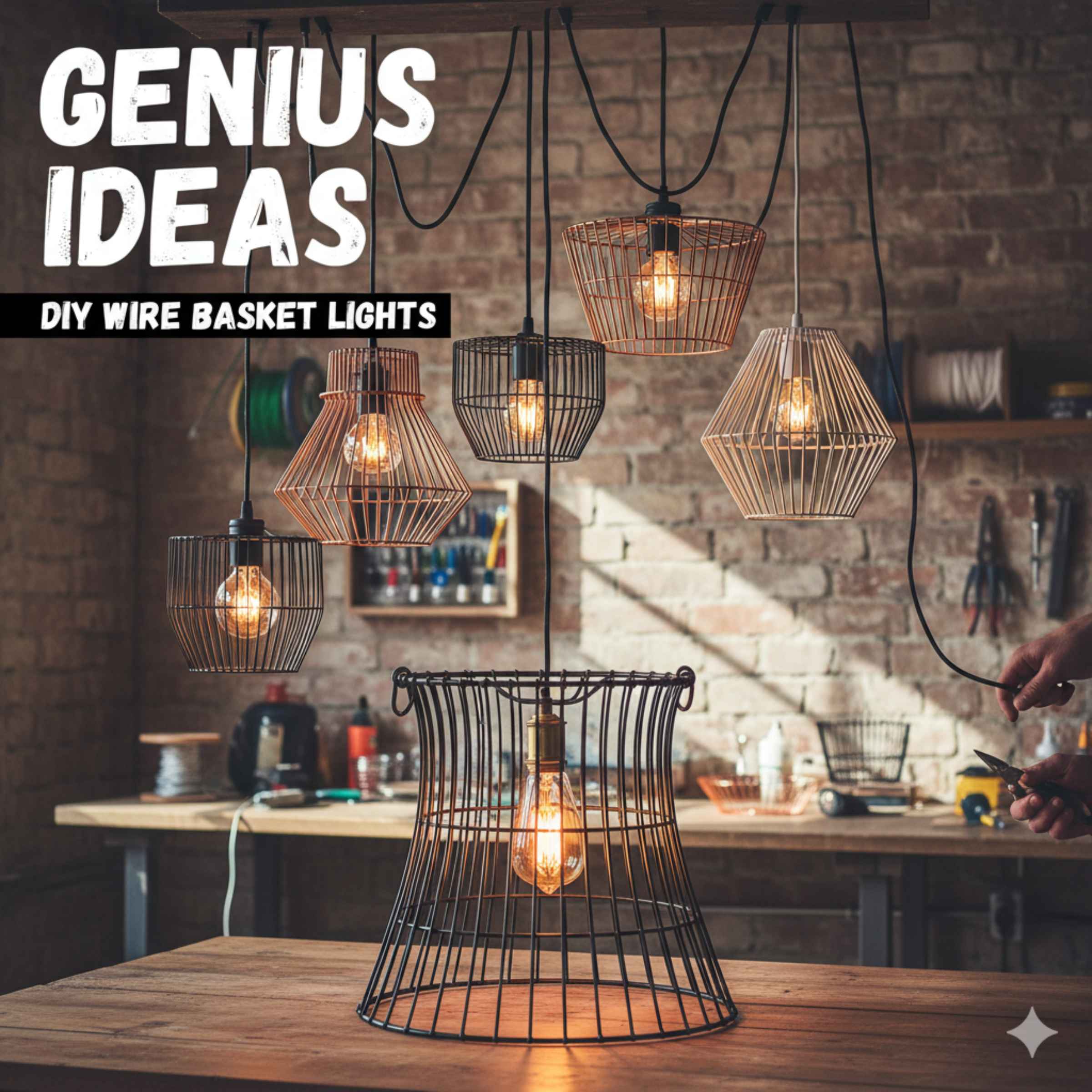 How to Make Light Fixture From Wire Baskets