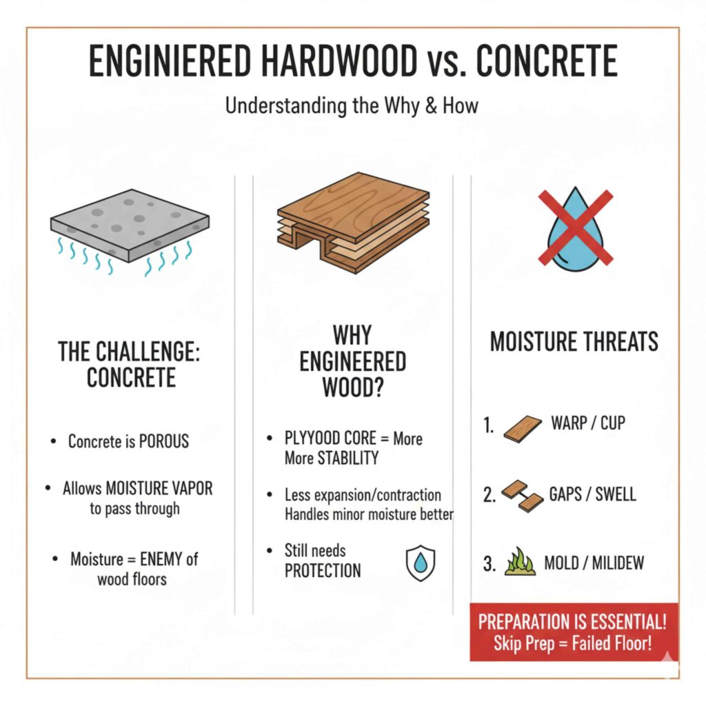 Understanding Engineered Hardwood vs. Concrete
