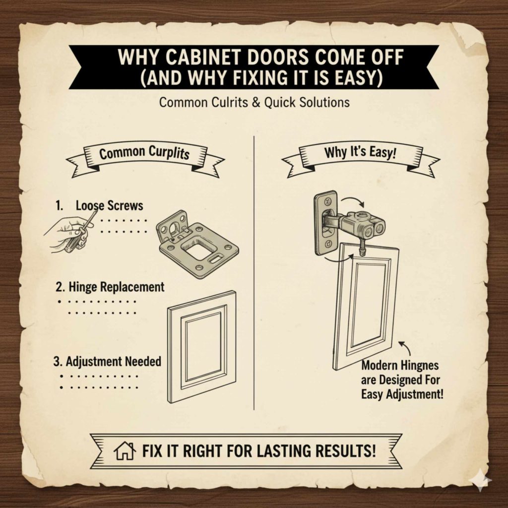 Why Cabinet Doors Come Off (And Why Fixing It Is Easy)